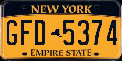 NY license plate GFD5374