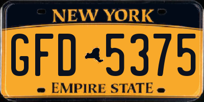 NY license plate GFD5375