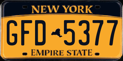 NY license plate GFD5377