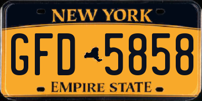 NY license plate GFD5858