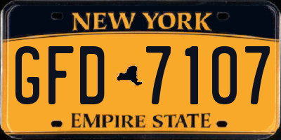 NY license plate GFD7107
