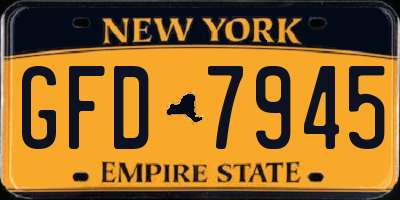 NY license plate GFD7945