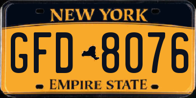 NY license plate GFD8076