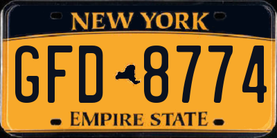 NY license plate GFD8774