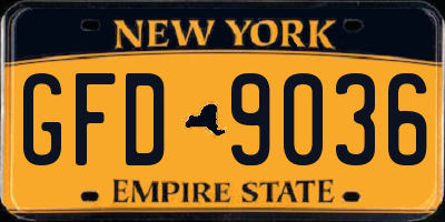 NY license plate GFD9036