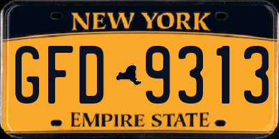 NY license plate GFD9313