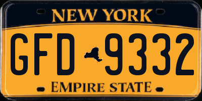NY license plate GFD9332