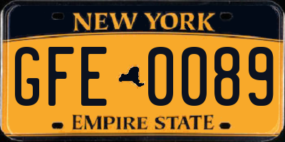 NY license plate GFE0089