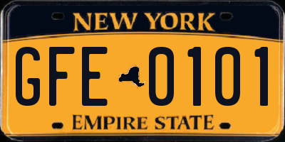 NY license plate GFE0101