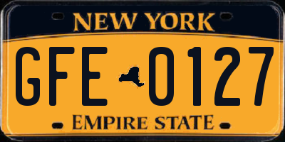 NY license plate GFE0127
