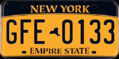 NY license plate GFE0133