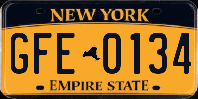 NY license plate GFE0134