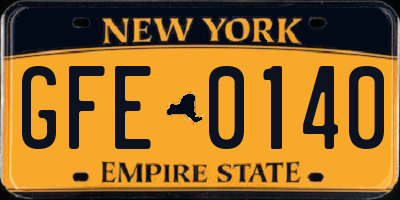 NY license plate GFE0140