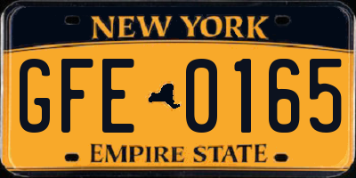 NY license plate GFE0165