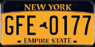 NY license plate GFE0177