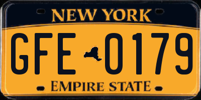 NY license plate GFE0179