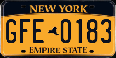 NY license plate GFE0183