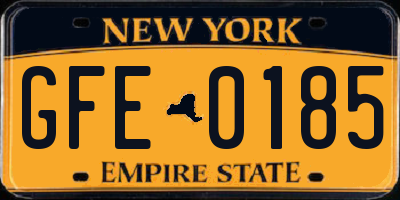NY license plate GFE0185