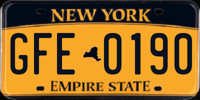 NY license plate GFE0190
