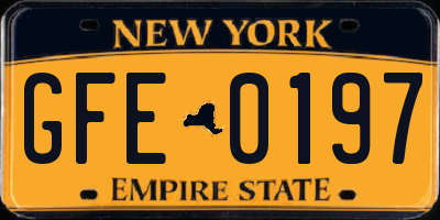 NY license plate GFE0197