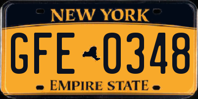 NY license plate GFE0348