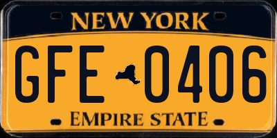 NY license plate GFE0406