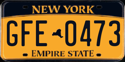 NY license plate GFE0473