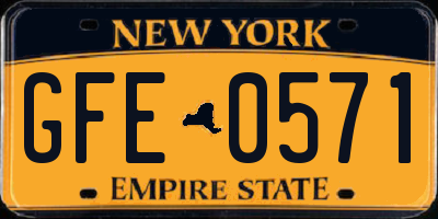 NY license plate GFE0571