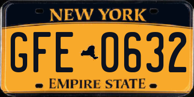 NY license plate GFE0632