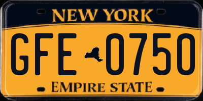 NY license plate GFE0750