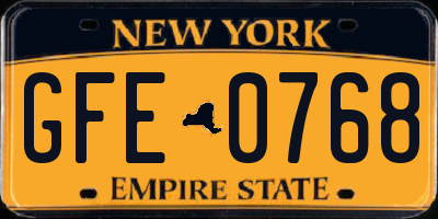 NY license plate GFE0768