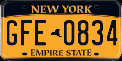NY license plate GFE0834