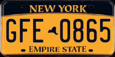 NY license plate GFE0865