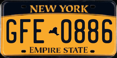 NY license plate GFE0886