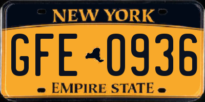 NY license plate GFE0936