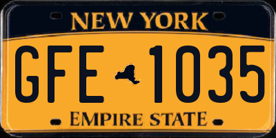 NY license plate GFE1035