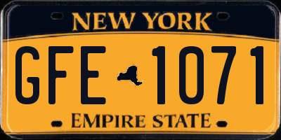 NY license plate GFE1071