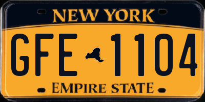 NY license plate GFE1104