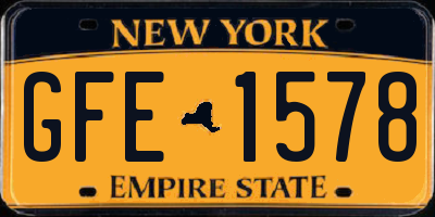 NY license plate GFE1578