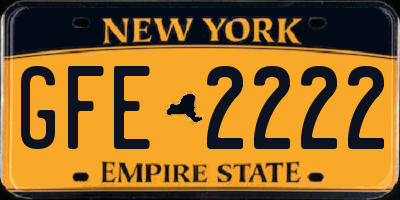 NY license plate GFE2222