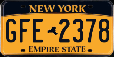 NY license plate GFE2378