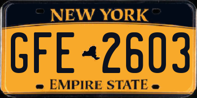 NY license plate GFE2603