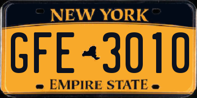 NY license plate GFE3010