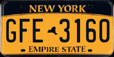NY license plate GFE3160