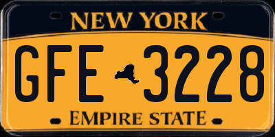 NY license plate GFE3228