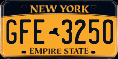 NY license plate GFE3250