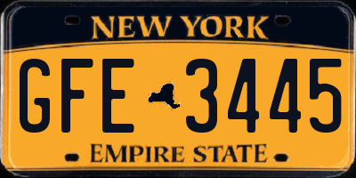 NY license plate GFE3445