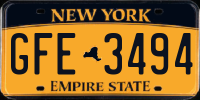 NY license plate GFE3494