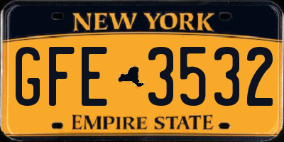 NY license plate GFE3532