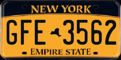 NY license plate GFE3562